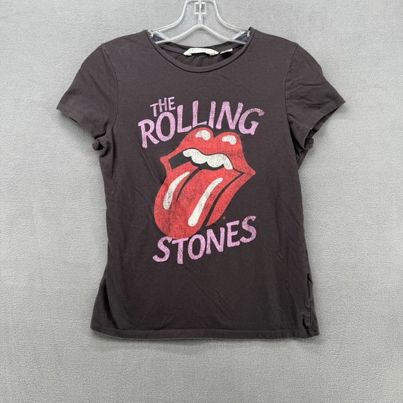 the Rolling Stones Tops - The Rolling Stones T-Shirt‎ Womens L 16/18 Black Graphic Short Sleeve Round Neck